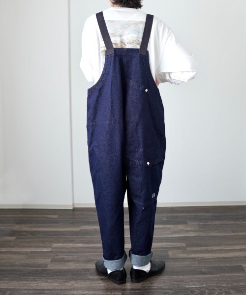 y/m by れぽすけ(イムバイレポスケ)の「ミリタリーサロペット(サロペット/オーバーオール・メンズ・インディゴブルー/ブラック・LARGE/MEDIUM)」の4枚目の写真