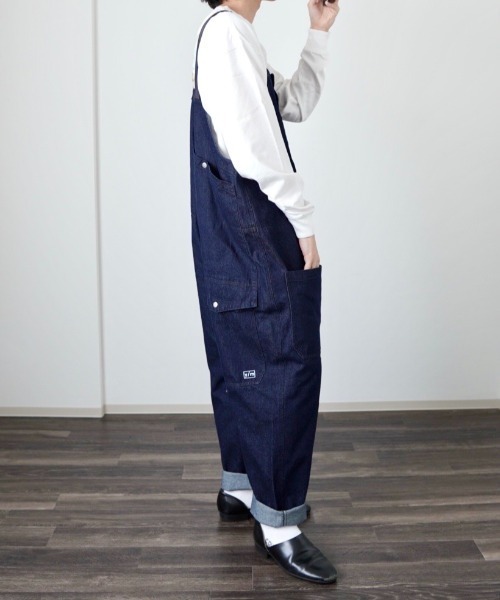 y/m by れぽすけ(イムバイレポスケ)の「ミリタリーサロペット(サロペット/オーバーオール・メンズ・インディゴブルー/ブラック・LARGE/MEDIUM)」の10枚目の写真