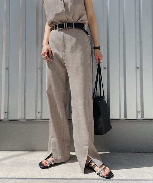 PAGEBOY（ページボーイ）の「リネンライクセットアップスラックス（スラックス・レディース・ベージュ系その他/オリーブ/ブラック・FREE）」の3枚目の写真