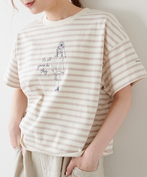 PUAL CE CIN(ピュアルセシン)の「ショート丈プリントプルオーバー(Tシャツ/カットソー・レディース・ホワイト/オフホワイト/ブルー系その他/ピンク系その他・FREE)」の4枚目の写真
