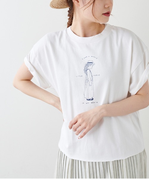 PUAL CE CIN(ピュアルセシン)の「ショート丈プリントプルオーバー(Tシャツ/カットソー・レディース・ホワイト/オフホワイト/ブルー系その他/ピンク系その他・FREE)」の2枚目の写真