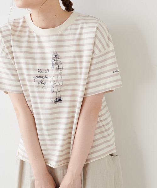 PUAL CE CIN(ピュアルセシン)の「ショート丈プリントプルオーバー(Tシャツ/カットソー・レディース・ホワイト/オフホワイト/ブルー系その他/ピンク系その他・FREE)」の9枚目の写真