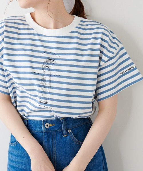 PUAL CE CIN(ピュアルセシン)の「ショート丈プリントプルオーバー(Tシャツ/カットソー・レディース・ホワイト/オフホワイト/ブルー系その他/ピンク系その他・FREE)」の10枚目の写真