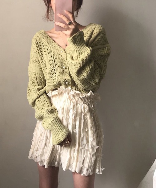 Girly Doll(ガーリードール)の「クロシェ編みカーディガン(カーディガン/ボレロ・レディース・グリーン/ホワイト/レッド/ブラック・FREE)」の21枚目の写真