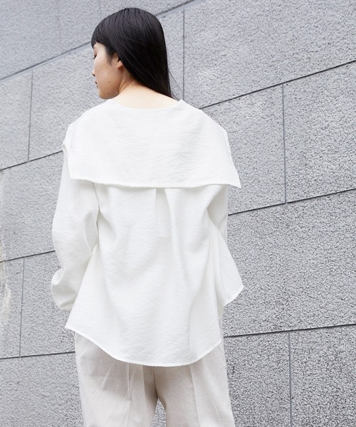 mikke（ミッケ）の「シアーセーラーカラーブラウス（シャツ/ブラウス・レディース・ホワイト/ブラック/ベージュ・FREE）」の9枚目の写真