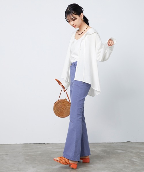 mikke（ミッケ）の「シアーセーラーカラーブラウス（シャツ/ブラウス・レディース・ホワイト/ブラック/ベージュ・FREE）」の15枚目の写真