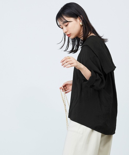 mikke（ミッケ）の「シアーセーラーカラーブラウス（シャツ/ブラウス・レディース・ホワイト/ブラック/ベージュ・FREE）」の19枚目の写真