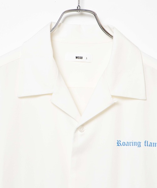 WEGO(ウィゴー)の「WEGO/ファイヤーパターンビックシルエット5分袖シャツ(シャツ/ブラウス・メンズ・ブラック/ホワイト・MEDIUM/LARGE)」の5枚目の写真