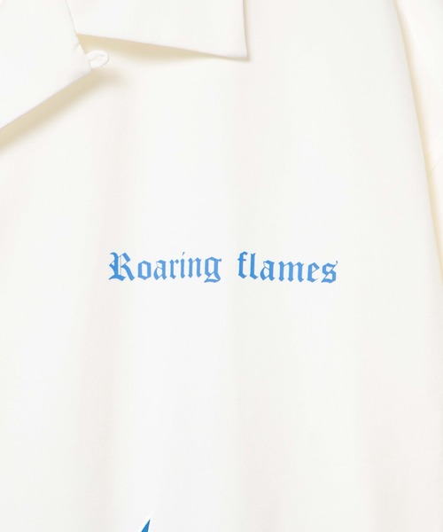 WEGO(ウィゴー)の「WEGO/ファイヤーパターンビックシルエット5分袖シャツ(シャツ/ブラウス・メンズ・ブラック/ホワイト・MEDIUM/LARGE)」の6枚目の写真