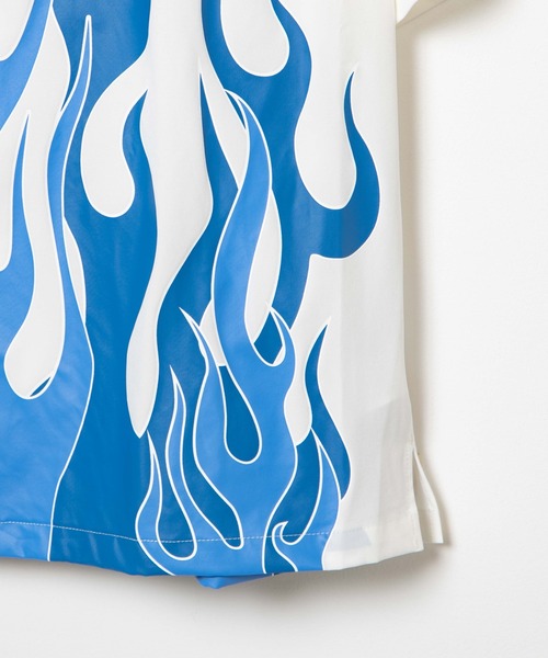 WEGO(ウィゴー)の「WEGO/ファイヤーパターンビックシルエット5分袖シャツ(シャツ/ブラウス・メンズ・ブラック/ホワイト・MEDIUM/LARGE)」の8枚目の写真