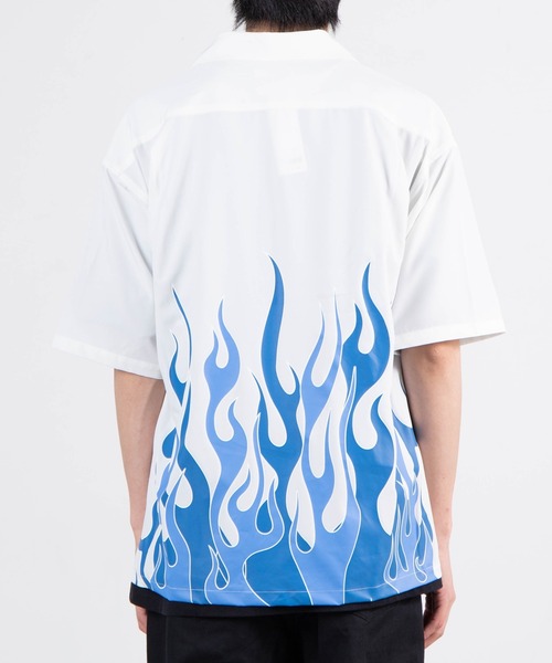 WEGO(ウィゴー)の「WEGO/ファイヤーパターンビックシルエット5分袖シャツ(シャツ/ブラウス・メンズ・ブラック/ホワイト・MEDIUM/LARGE)」の16枚目の写真