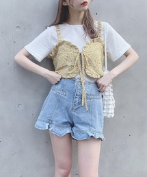 Voyage titty&Co.PETIT | 【Voyage titty&Co.】フリルデニムショーパン(デニムパンツ)