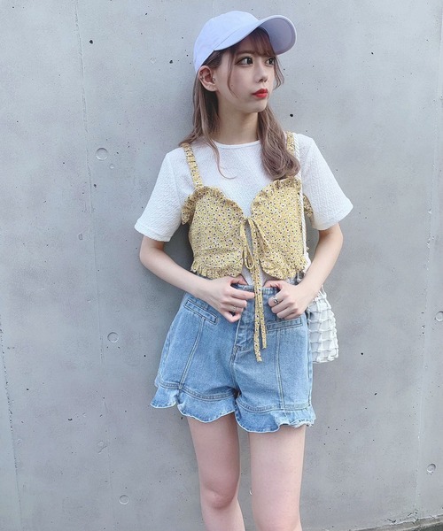 Voyage titty&Co.PETIT(ボヤージュティティアンドコープチ)の「【Voyage titty&Co.】フリルデニムショーパン(デニムパンツ・レディース・ブルー・SMALL/MEDIUM)」の6枚目の写真