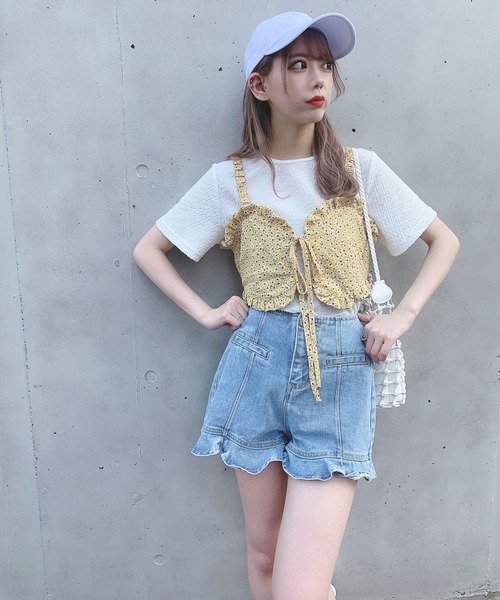 Voyage titty&Co.PETIT(ボヤージュティティアンドコープチ)の「【Voyage titty&Co.】フリルデニムショーパン(デニムパンツ・レディース・ブルー・SMALL/MEDIUM)」の8枚目の写真