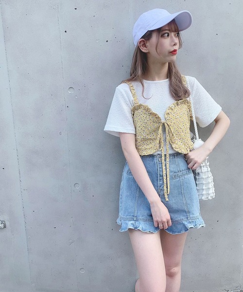 Voyage titty&Co.PETIT(ボヤージュティティアンドコープチ)の「【Voyage titty&Co.】フリルデニムショーパン(デニムパンツ・レディース・ブルー・SMALL/MEDIUM)」の2枚目の写真