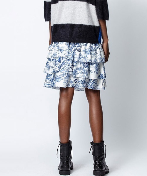 ZADIG&VOLTAIRE シルク100% スカート 36 レース Long Silk Skirt Navy Blue Ink | Zadig&Voltaire