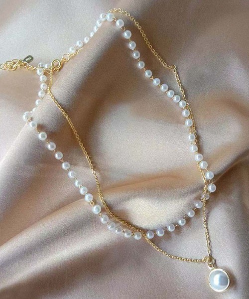 VIBGYOR Women（ヴィブジョー　ウィメン）の「【float】パール デザイン 2連 チョーカー/ネックレス（ネックレス・レディース・ホワイト×ゴールド/ホワイト×シルバー・FREE）」の11枚目の写真