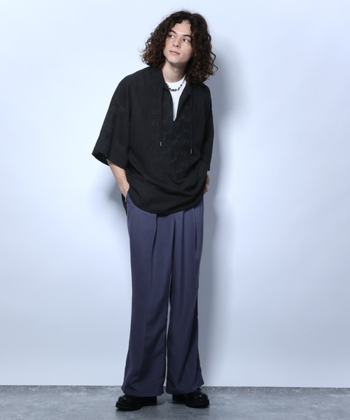 HARE（ハレ）の「ジャガードカフタンシャツ(HARE)（シャツ/ブラウス・メンズ・ブラック/イエロー・FREE）」の5枚目の写真