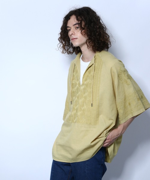 HARE（ハレ）の「ジャガードカフタンシャツ(HARE)（シャツ/ブラウス・メンズ・ブラック/イエロー・FREE）」の6枚目の写真