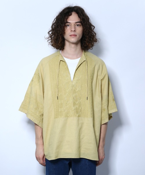 HARE（ハレ）の「ジャガードカフタンシャツ(HARE)（シャツ/ブラウス・メンズ・ブラック/イエロー・FREE）」の8枚目の写真