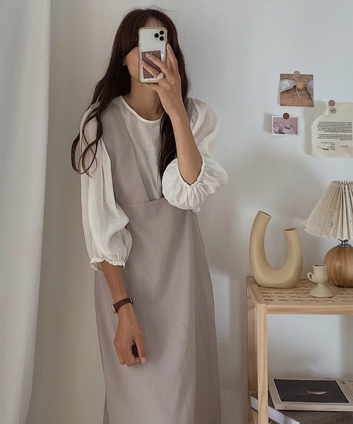 LAUIR（ラウアー）の「2wayサロペットスカート（サロペット/オーバーオール・レディース・ブラック/ベージュ/モカ/グレイッシュベージュ・MEDIUM/LARGE）」の4枚目の写真