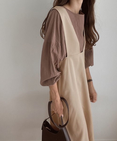 LAUIR（ラウアー）の「2wayサロペットスカート（サロペット/オーバーオール・レディース・ブラック/ベージュ/モカ/グレイッシュベージュ・MEDIUM/LARGE）」の10枚目の写真