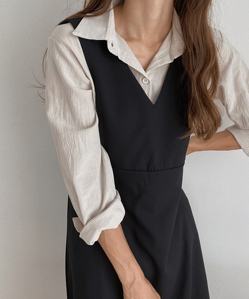 LAUIR（ラウアー）の「2wayサロペットスカート（サロペット/オーバーオール・レディース・ブラック/ベージュ/モカ/グレイッシュベージュ・MEDIUM/LARGE）」の13枚目の写真