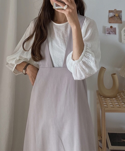 LAUIR（ラウアー）の「2wayサロペットスカート（サロペット/オーバーオール・レディース・ブラック/ベージュ/モカ/グレイッシュベージュ・MEDIUM/LARGE）」の20枚目の写真