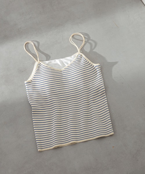 mystic（ミスティック）の「パット付ニットキャミソール（キャミソール・レディース・ブラック/オリーブ/アイボリー/ホワイト系その他/ブラック系その他・FREE）」の3枚目の写真