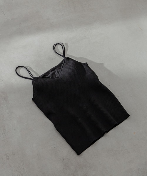 mystic（ミスティック）の「パット付ニットキャミソール（キャミソール・レディース・ブラック/オリーブ/アイボリー/ホワイト系その他/ブラック系その他・FREE）」の4枚目の写真