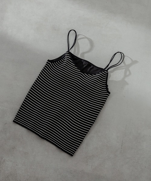 mystic（ミスティック）の「パット付ニットキャミソール（キャミソール・レディース・ブラック/オリーブ/アイボリー/ホワイト系その他/ブラック系その他・FREE）」の6枚目の写真