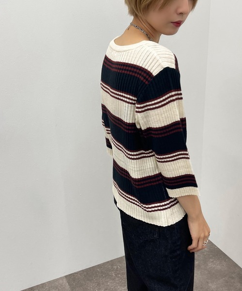 apres jour mignon（アプレジュールミニョン）の「マルチボーダーニット【ZOZOTOWN限定アイテム】（ニット/セーター・レディース・グリーン系その他/ブルー系その他/ネイビー・X-LARGE/フリー）」の19枚目の写真