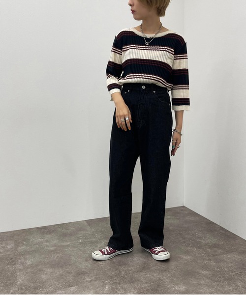 apres jour mignon（アプレジュールミニョン）の「マルチボーダーニット【ZOZOTOWN限定アイテム】（ニット/セーター・レディース・グリーン系その他/ブルー系その他/ネイビー・X-LARGE/フリー）」の13枚目の写真