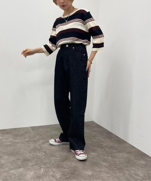 apres jour mignon（アプレジュールミニョン）の「マルチボーダーニット【ZOZOTOWN限定アイテム】（ニット/セーター・レディース・グリーン系その他/ブルー系その他/ネイビー・X-LARGE/フリー）」の8枚目の写真