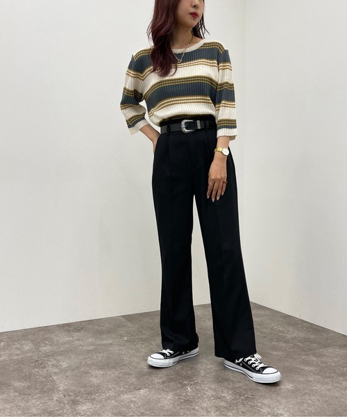 apres jour mignon（アプレジュールミニョン）の「マルチボーダーニット【ZOZOTOWN限定アイテム】（ニット/セーター・レディース・グリーン系その他/ブルー系その他/ネイビー・X-LARGE/フリー）」の17枚目の写真