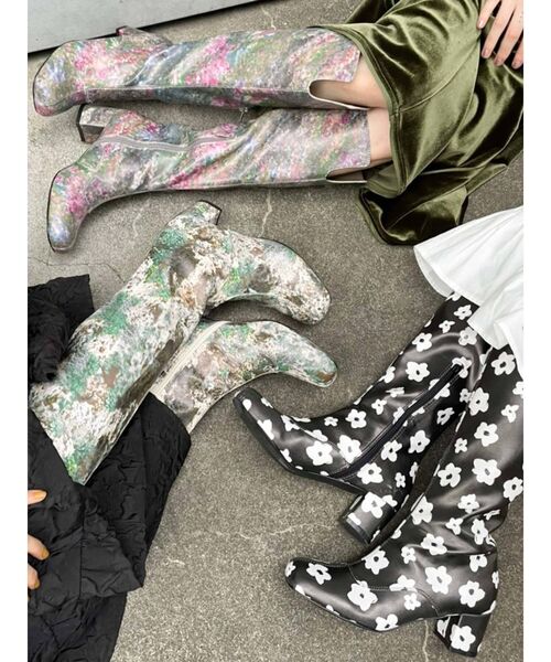 merry jenny（メリージェニー）の「printアソートニーブーツ（ブーツ・レディース・ブラック/ピンク/ベージュ・MEDIUM/LARGE）」の16枚目の写真