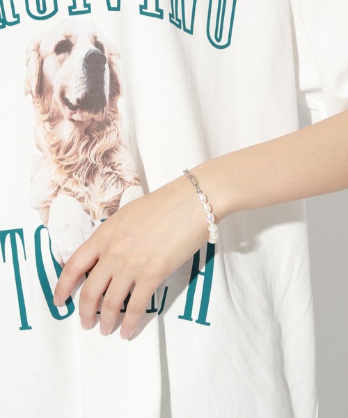 PBLIM(ページボーイリム)の「【PAGEBOYLIM】パールチェーンブレス(ブレスレット・レディース・シルバーグレー・FREE)」の1枚目の写真