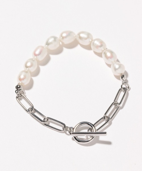 PBLIM(ページボーイリム)の「【PAGEBOYLIM】パールチェーンブレス(ブレスレット・レディース・シルバーグレー・FREE)」の3枚目の写真