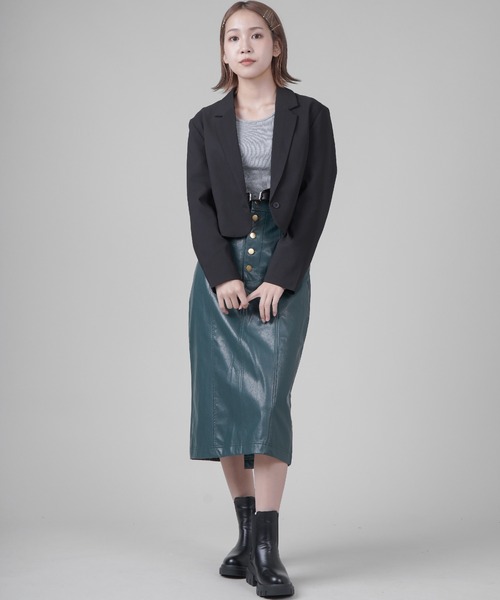 SPINNS（スピンズ）の「テーラードショートジャケット（テーラードジャケット・レディース・ホワイト/ブラック・ONESIZE）」の8枚目の写真