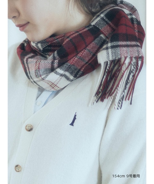 EASTBOY(イーストボーイ)の「ラムウールチェックマフラー(マフラー・キッズ・スモークピンク/レッド系その他4・F)」の1枚目の写真