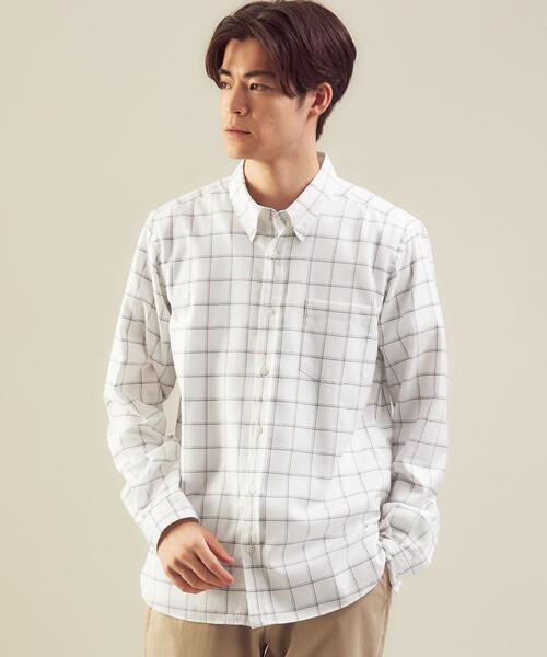 green label relaxing(グリーンレーベルリラクシング)の「ビエラ ウィンドウペーン ボタンダウン シャツ -防シワ-(シャツ/ブラウス・メンズ・ホワイト/ネイビー/ライトブルー/モカ・L/S/XL/M)」の2枚目の写真