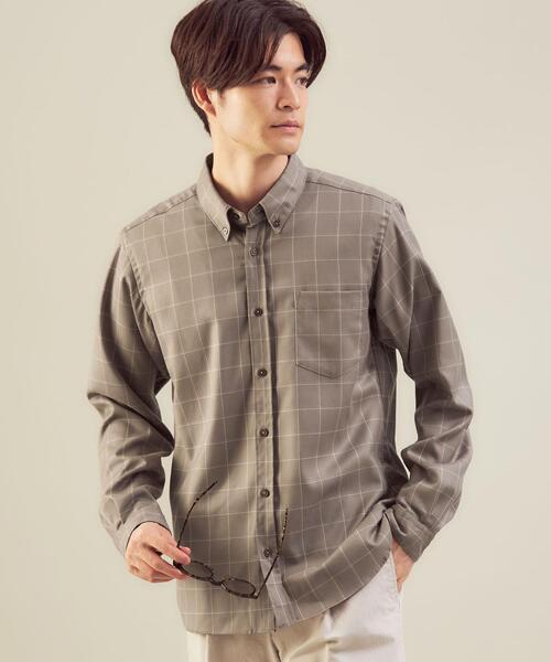 green label relaxing(グリーンレーベルリラクシング)の「ビエラ ウィンドウペーン ボタンダウン シャツ -防シワ-(シャツ/ブラウス・メンズ・ホワイト/ネイビー/ライトブルー/モカ・L/S/XL/M)」の3枚目の写真