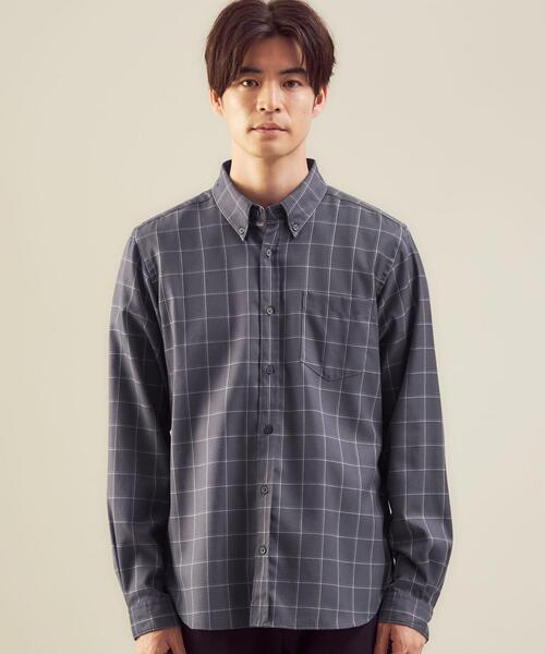 green label relaxing(グリーンレーベルリラクシング)の「ビエラ ウィンドウペーン ボタンダウン シャツ -防シワ-(シャツ/ブラウス・メンズ・ホワイト/ネイビー/ライトブルー/モカ・L/S/XL/M)」の13枚目の写真