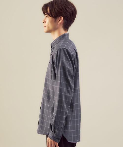 green label relaxing(グリーンレーベルリラクシング)の「ビエラ ウィンドウペーン ボタンダウン シャツ -防シワ-(シャツ/ブラウス・メンズ・ホワイト/ネイビー/ライトブルー/モカ・L/S/XL/M)」の5枚目の写真