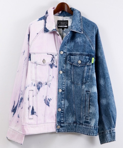 MISHKA（ミシカ）の「【MISHKA】ベアモップペイント ビッグデニムジャケット（デニムジャケット・メンズ・ブルー/ライトグレー・L/XL/M）」の3枚目の写真