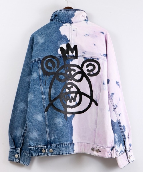 MISHKA（ミシカ）の「【MISHKA】ベアモップペイント ビッグデニムジャケット（デニムジャケット・メンズ・ブルー/ライトグレー・L/XL/M）」の4枚目の写真