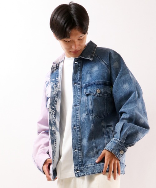MISHKA（ミシカ）の「【MISHKA】ベアモップペイント ビッグデニムジャケット（デニムジャケット・メンズ・ブルー/ライトグレー・L/XL/M）」の5枚目の写真