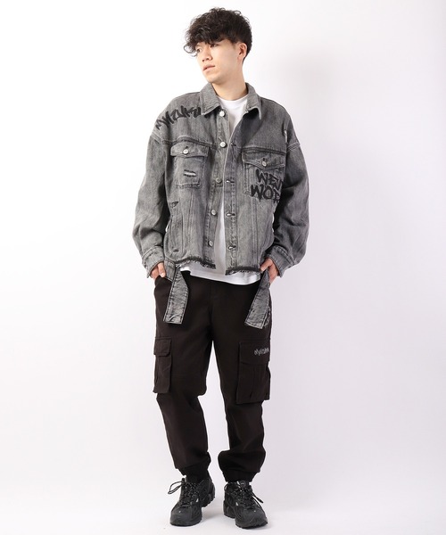 MISHKA（ミシカ）の「【MISHKA】ベアモップペイント ビッグデニムジャケット（デニムジャケット・メンズ・ブルー/ライトグレー・L/XL/M）」の22枚目の写真