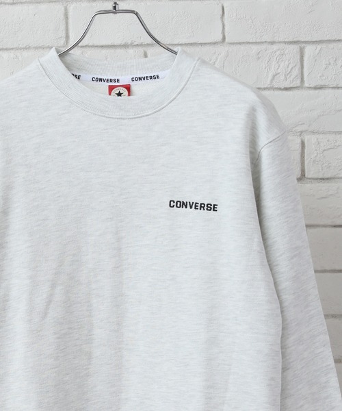 CONVERSE(コンバース)の「【CONVERSE/コンバース】ワンポイントロゴ刺繍 裏毛 クルートレーナー(スウェット・メンズ・パープル系その他/オフホワイト/ダークブラウン/ベージュ/ブラック/グリーン系その他/グレー/ホワイト/ダークグリーン/サックスブルー/ピンク/オートミール・L/LL/M)」の7枚目の写真