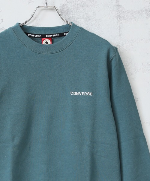 CONVERSE(コンバース)の「【CONVERSE/コンバース】ワンポイントロゴ刺繍 裏毛 クルートレーナー(スウェット・メンズ・パープル系その他/オフホワイト/ダークブラウン/ベージュ/ブラック/グリーン系その他/グレー/ホワイト/ダークグリーン/サックスブルー/ピンク/オートミール・L/LL/M)」の9枚目の写真